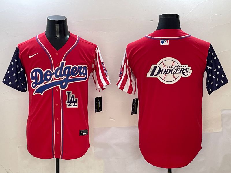 Men Los Angeles Dodgers Blank Red a generation of national flags Joint name 2025 Nike MLB Jersey style 40->los angeles dodgers->MLB Jersey